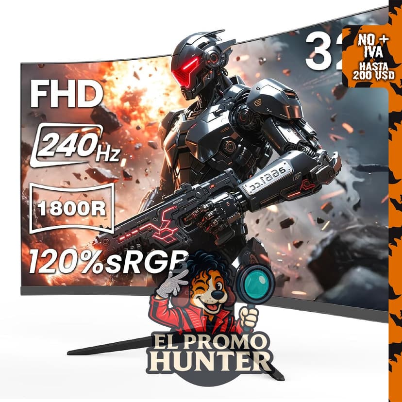 Monitor curvo CRUA de 32" (81 cm) FHD 1080P, 240Hz, 1800R, compatible con AMD FreeSync.