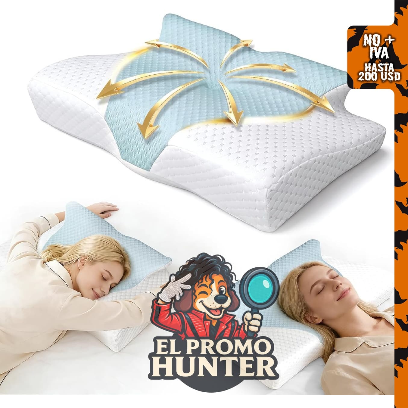 Almohada cervical ergonómica ajustable de contorno para dormir de lado.