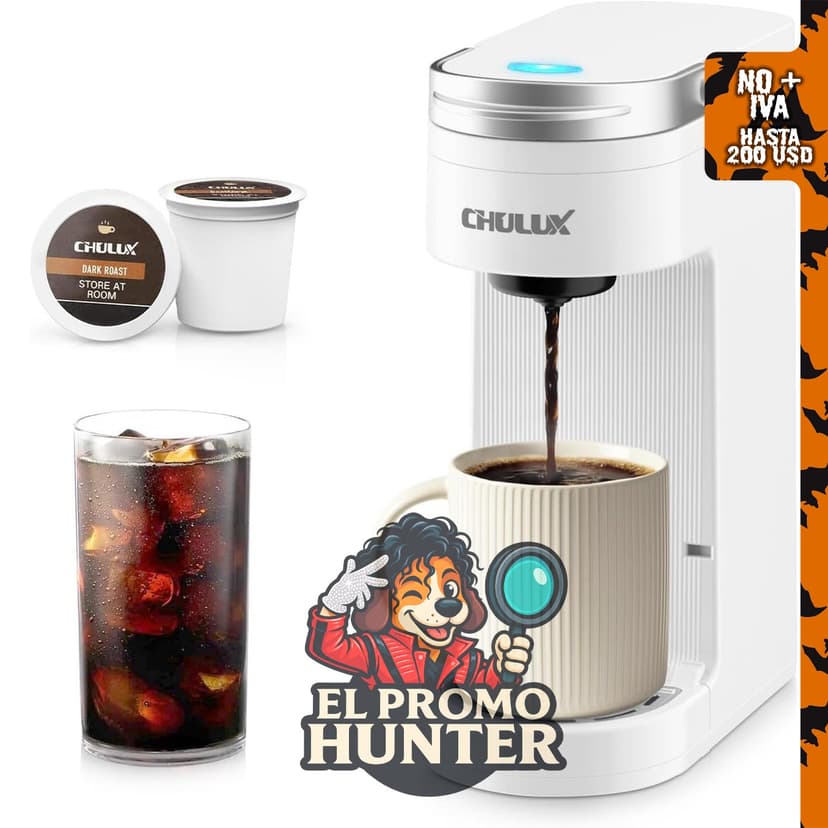 Chulux Cafetera delgada de una sola porción para cápsulas K Pod, compatible con tazas de viaje de 7.3" (18.5 cm), tamaños de preparación de 6 a 12 oz (177 a 355 ml).