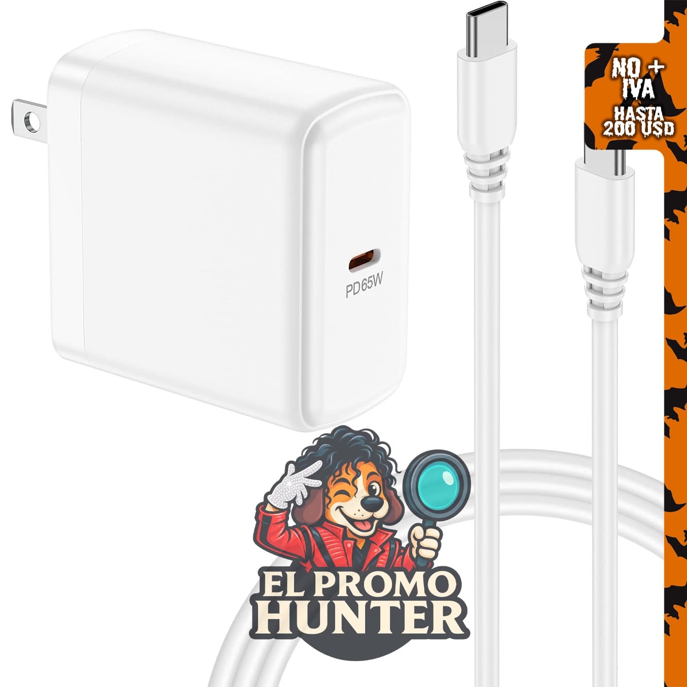 Cargador de pared Type C iPhone Duo con cable de carga rápida de 4 pies.