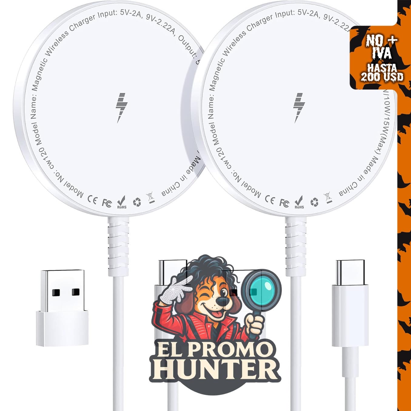 Paquete de 2 cargadores MagSafe para carga inalámbrica magnética de iPhone 17.