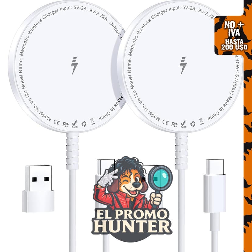 Paquete de 2 cargadores MagSafe para carga inalámbrica magnética de iPhone 17.