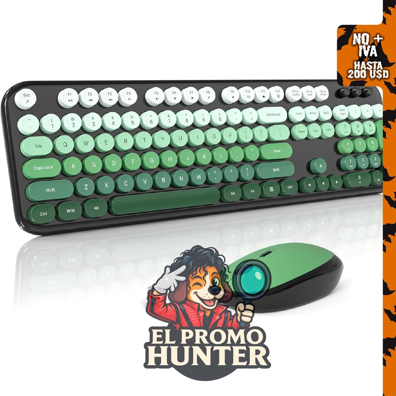 MOFII Combo de teclado y mouse inalámbricos, teclado de tamaño completo y mouse retro de 2.4 GHz para PC y laptop.