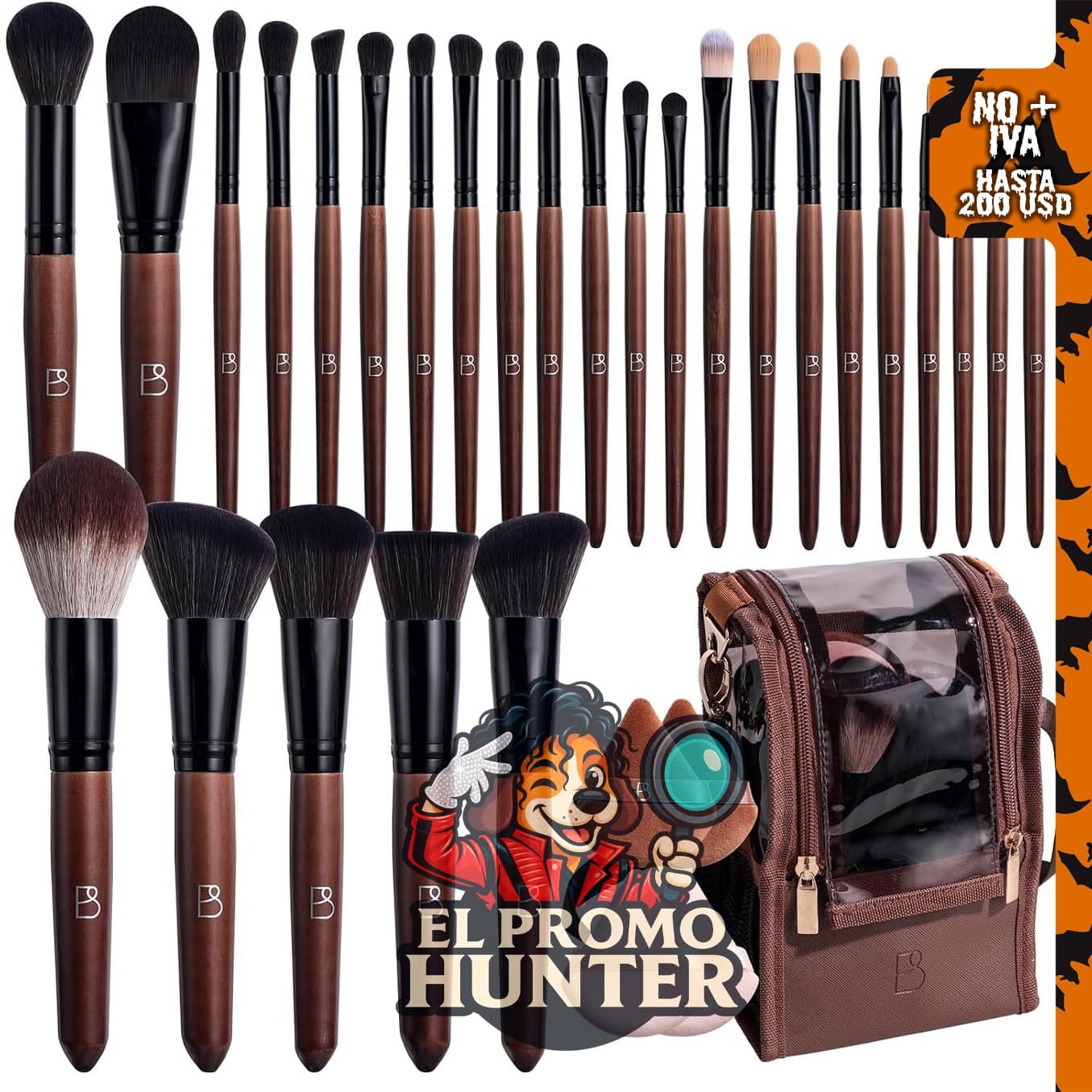 BS-MALL Juego de 28 brochas de maquillaje profesional con bolsa de viaje y esponjas.