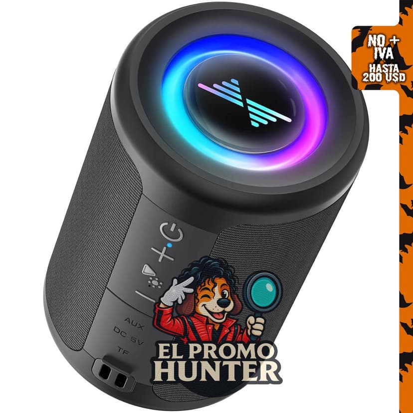 LENRUE Altavoz Bluetooth portátil con sonido envolvente estéreo TWS, alimentación por USB tipo C y Bluetooth 5.3.