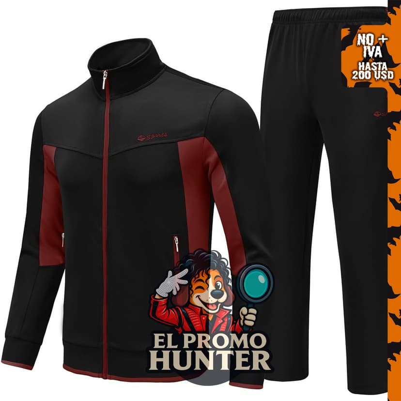 Conjunto deportivo BASUDAM de 2 piezas para hombre, manga larga, con cremallera frontal.