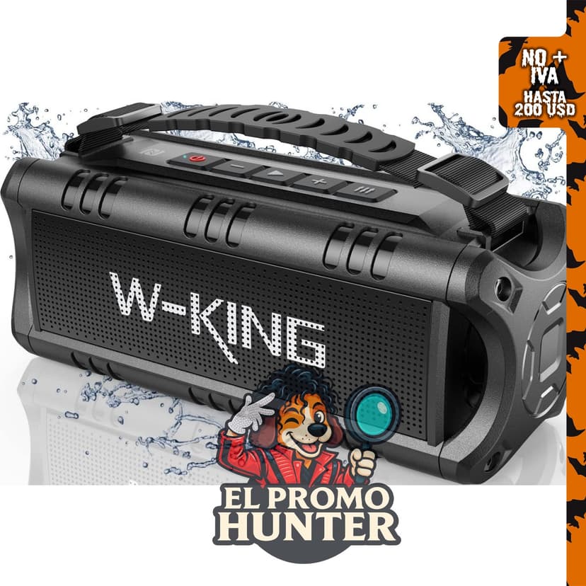 W-KING Altavoz Bluetooth portátil inalámbrico, 60W pico, 30W RMS, IPX6, 24 horas de reproducción, EQ, AUX, tarjeta TF, USB.