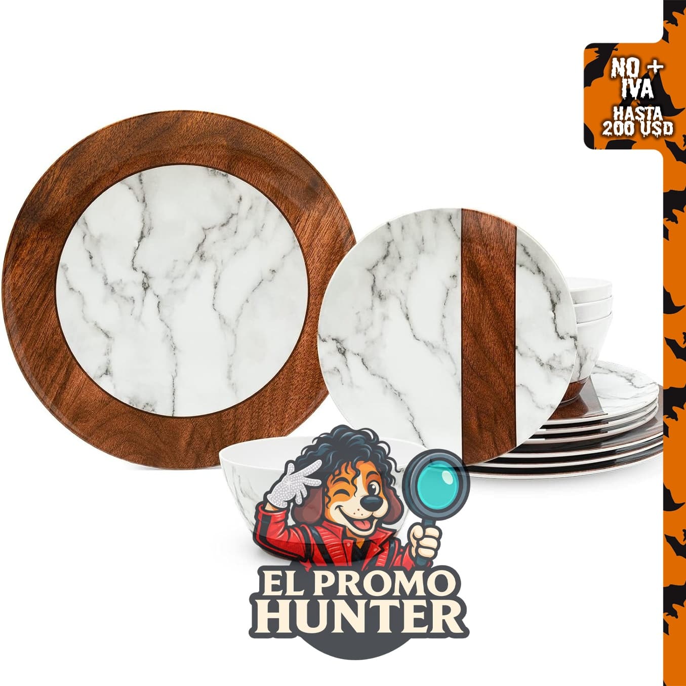 LEHAHA Juego de vajilla de melamina, incluye platos.