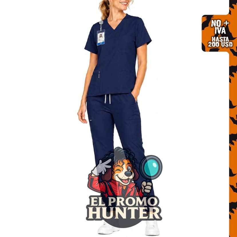 Conjunto de ropa quirúrgica para mujer, incluye camiseta con cuello en V.