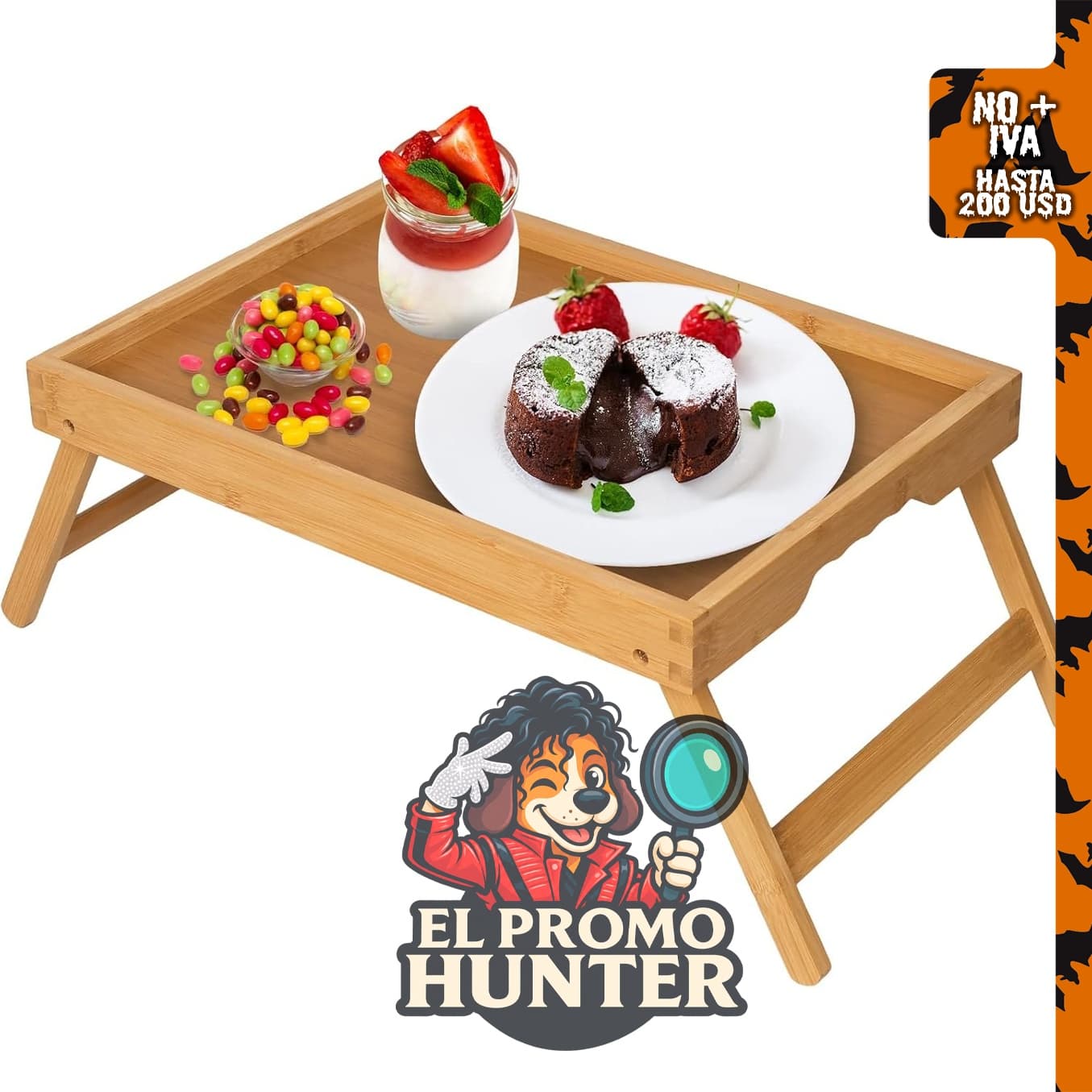 Artmeer FSC - Bandeja de cama 100% bambú con patas plegables.