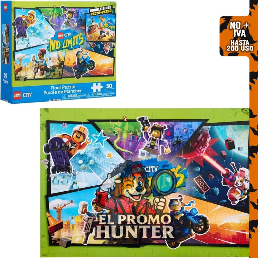 LEGO® City No Limits rompecabezas de suelo reversible de 50 piezas.