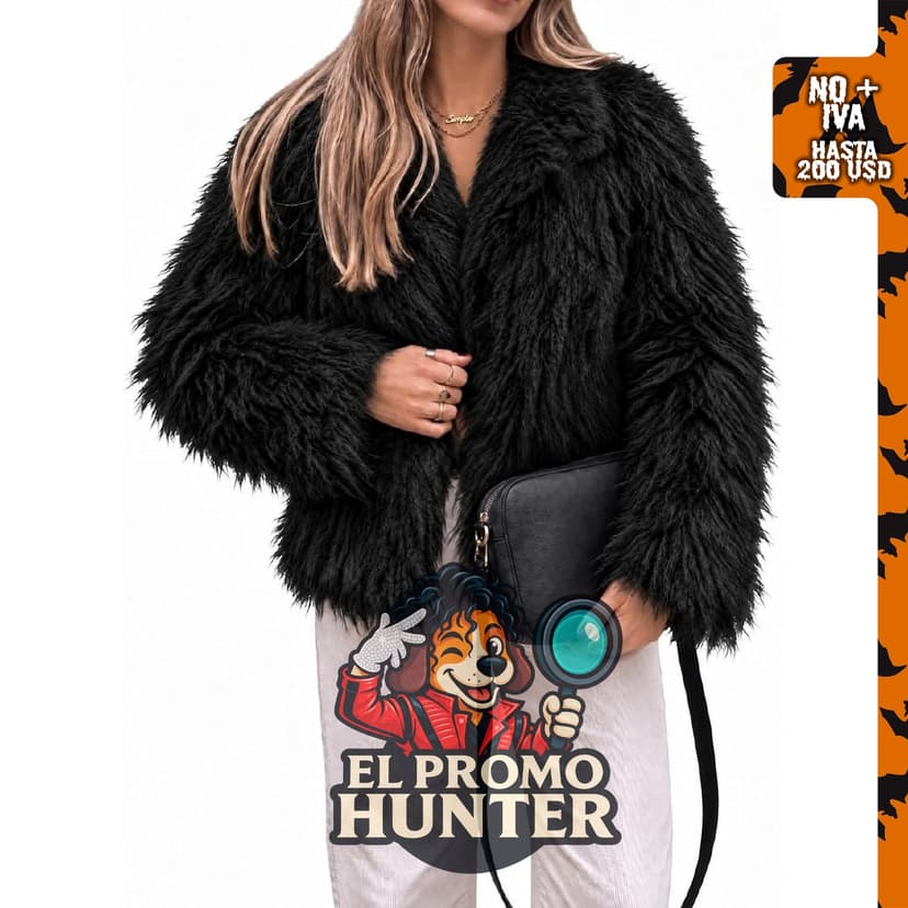 Chaqueta de piel sintética para mujer, de manga larga y mullida.