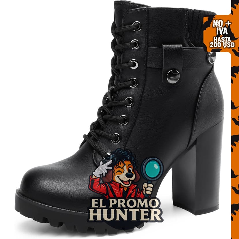 Botines DREAM PAIRS de tacón alto y grueso para mujer.