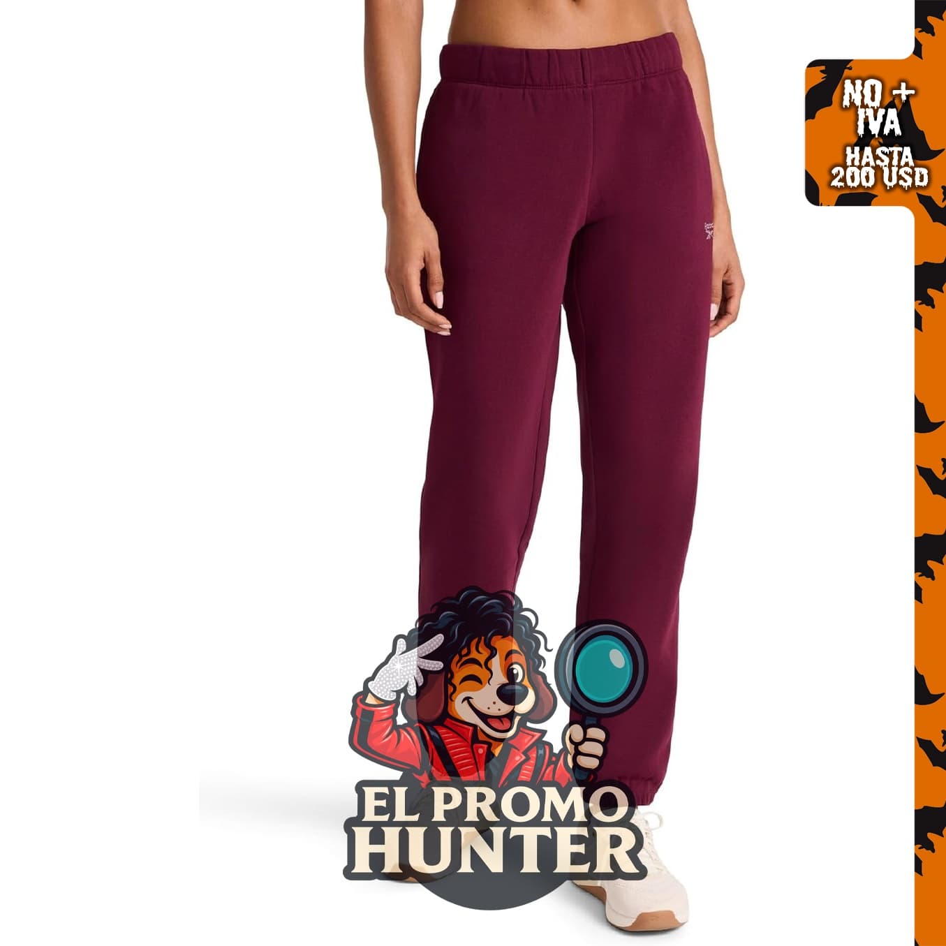 Jogger Reebok para mujer, ajuste estándar, 30" (76 cm) de entrepierna, tejido de algodón-poliéster de peso medio.