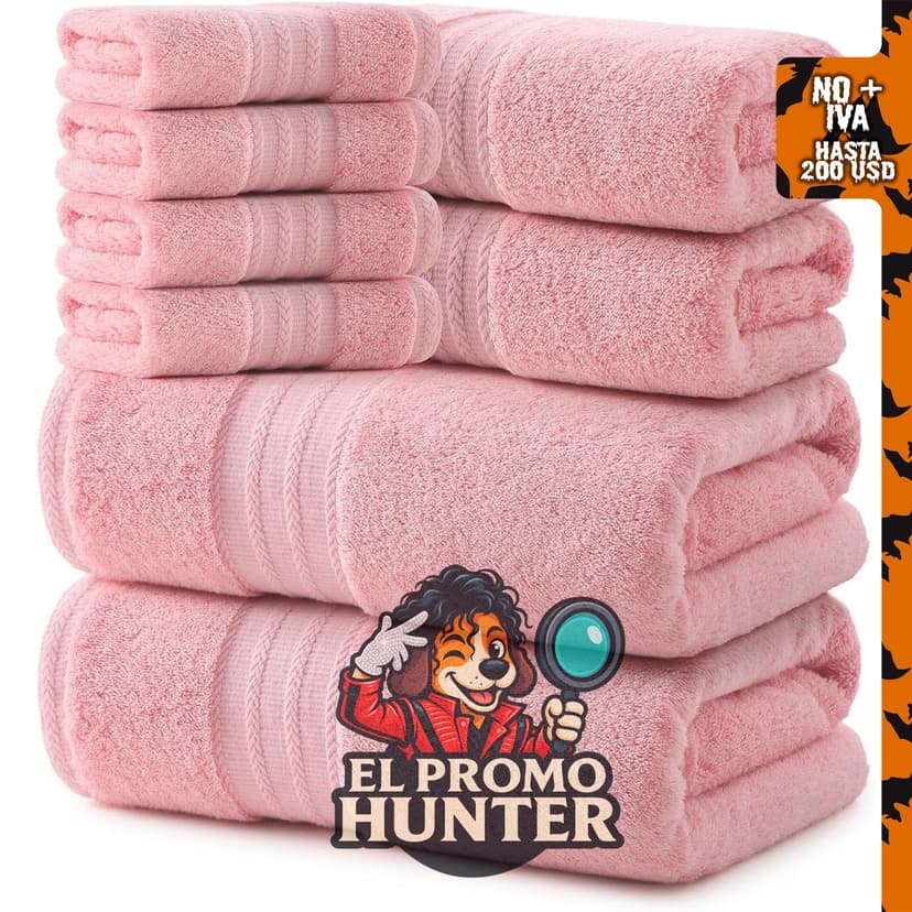 REDKISS juego de 8 toallas de baño de lujo 100% algodón, incluye 2 grandes, 2 de mano y 4 pequeñas.