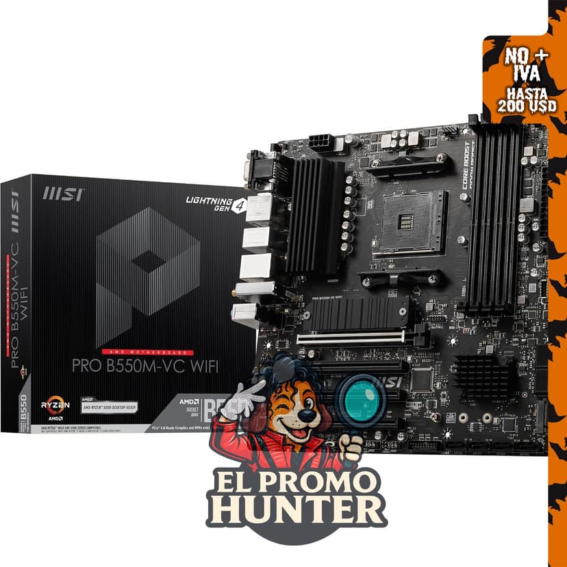 MSI PRO B550M-VC WiFi ProSeries Placa base AM4 para procesadores AMD Ryzen 5000, mATX.