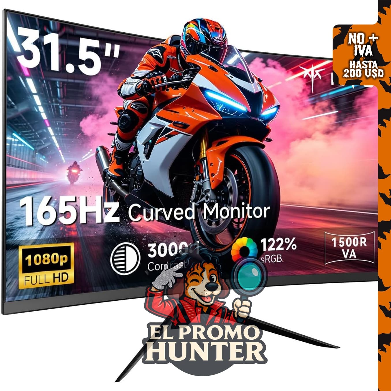 KTC Monitor curvo de 32 pulgadas, FHD 1080P, 165Hz, 1500R.