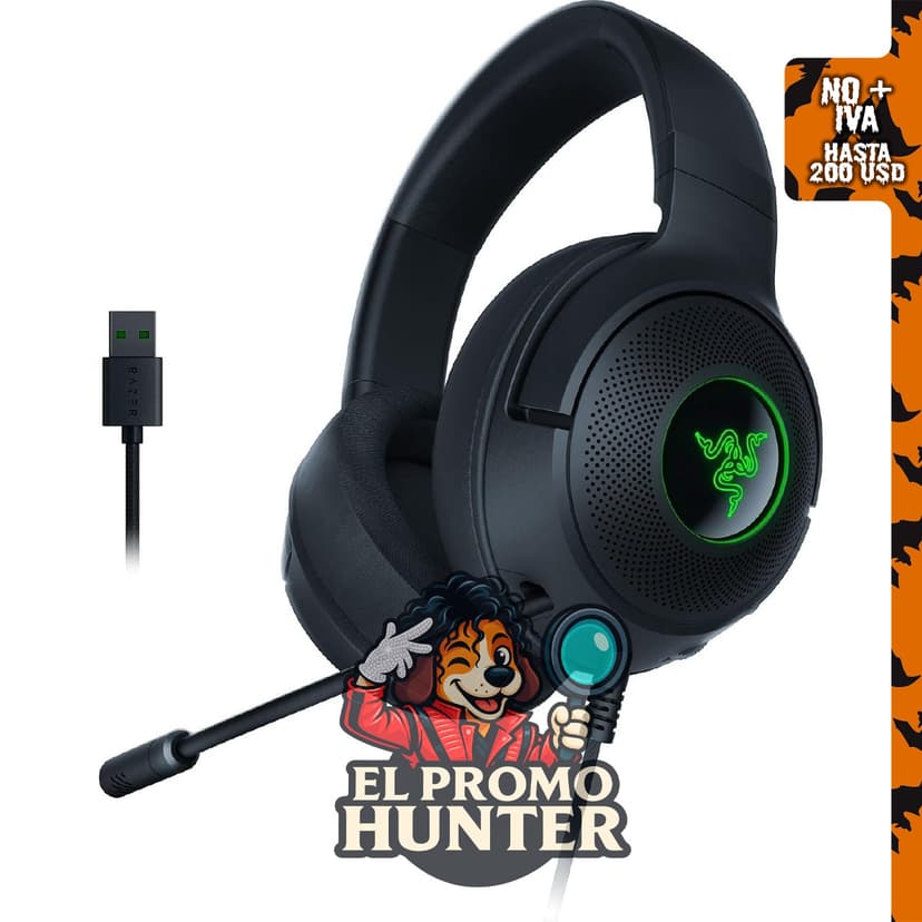 Razer Kraken V3 X Auriculares USB con cable para juegos, ligeros