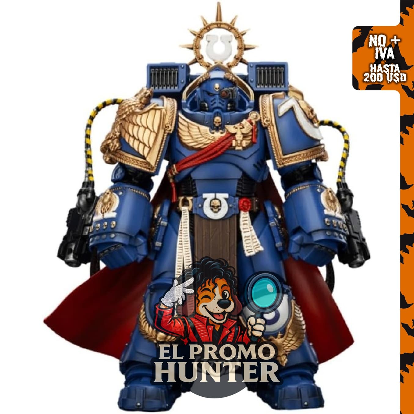 JoyToy Warhammer 40K Ultramarines Marneus Calgar, figura de acción a escala 1:18 con armadura MKX Gravis.