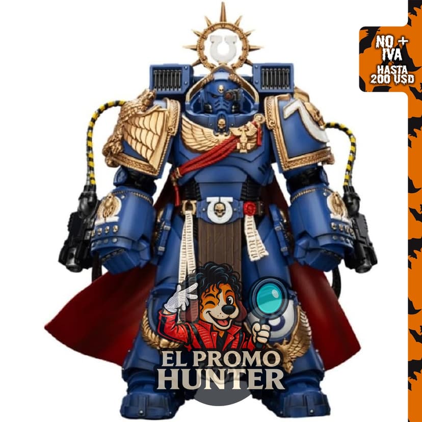 JoyToy Warhammer 40K Ultramarines Marneus Calgar, figura de acción a escala 1:18 con armadura MKX Gravis.