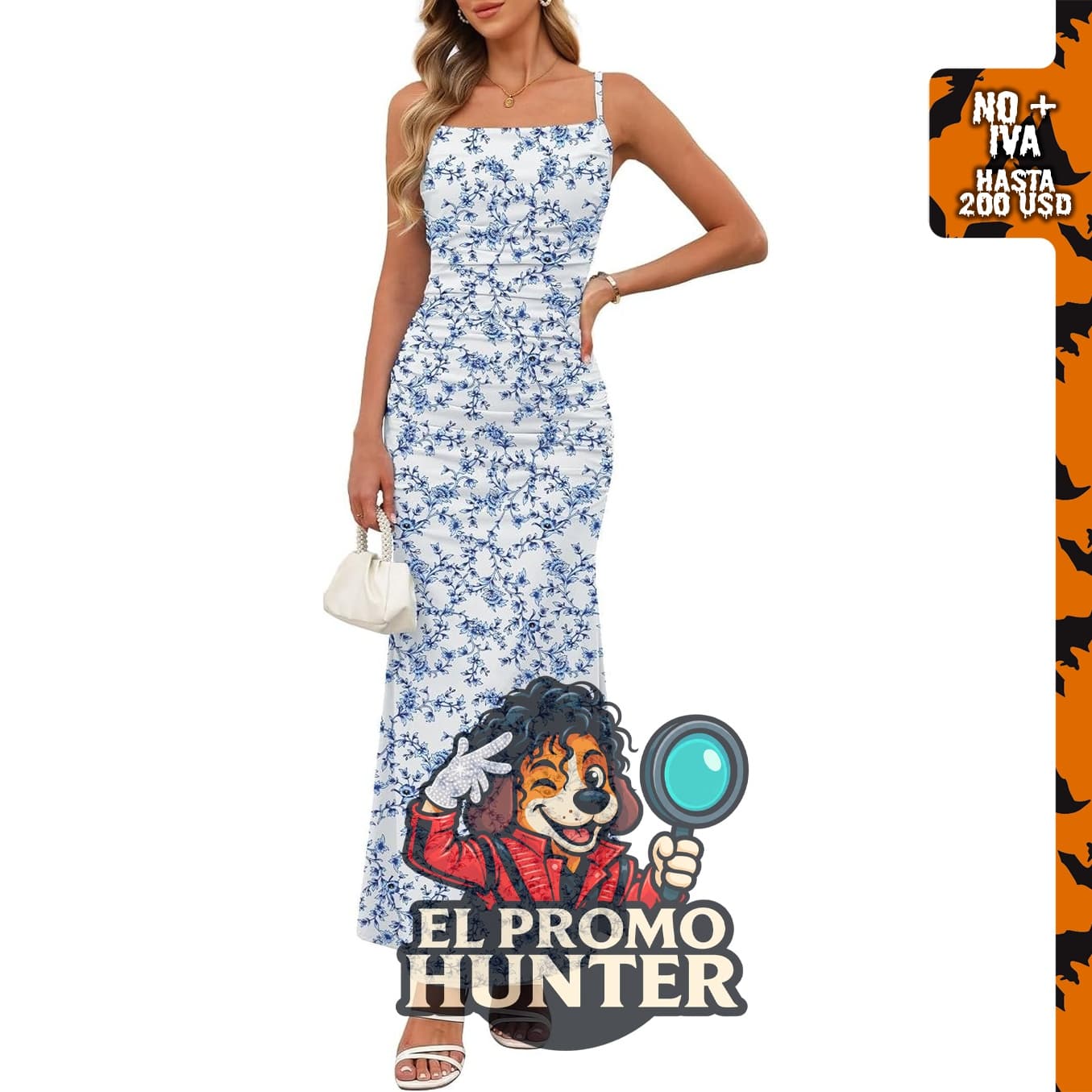 Vestido largo de verano con tirantes delgados para mujer.