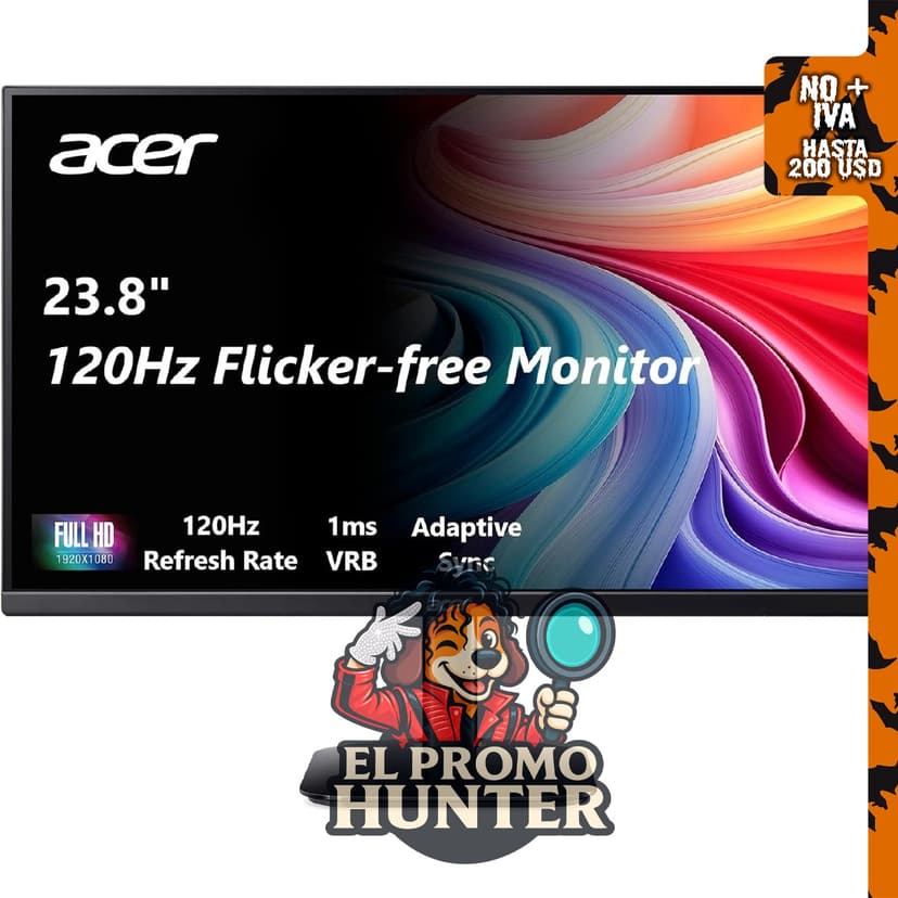 Monitor Acer KB242Y de 23.8" (60.45 cm) FHD 1920x1080 IPS, 120Hz.