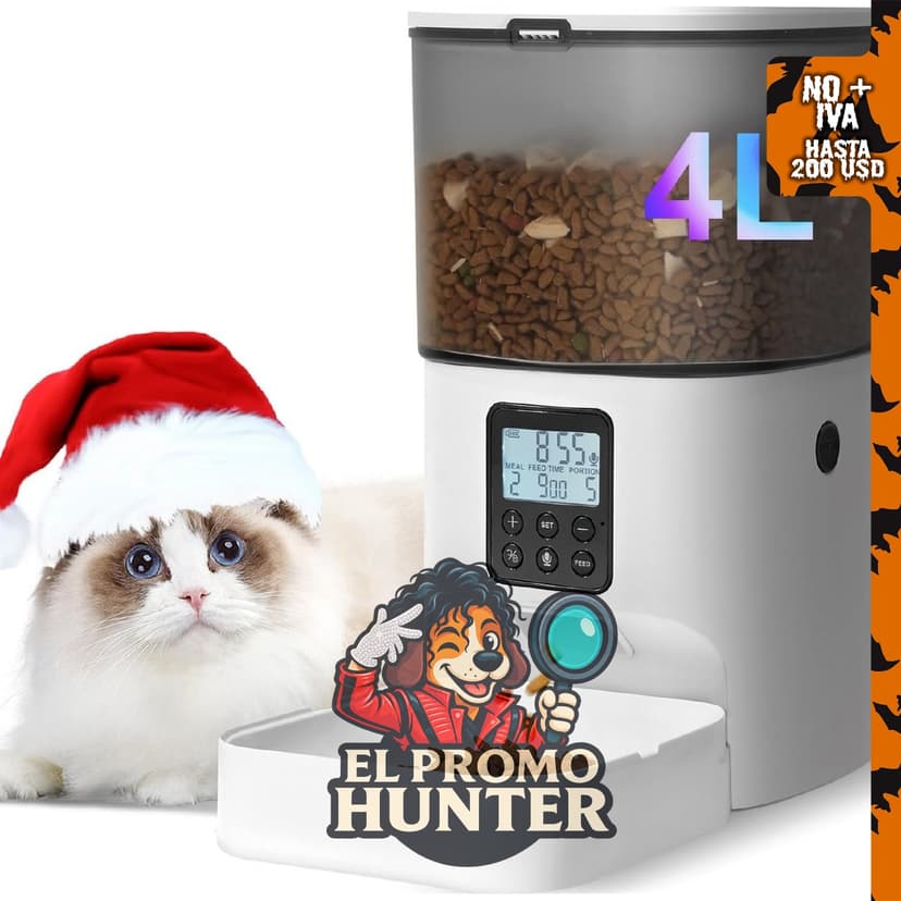 Comedero automático para gatos, dispensador de alimentos.