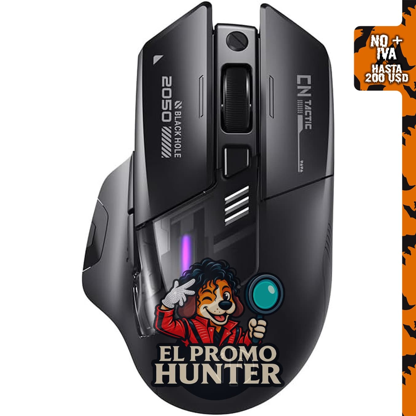 INPHIC Ratón inalámbrico A9 Explorer, 2.4G/Bluetooth 5.0, iluminación RGB, 2400 DPI, carga tipo C.