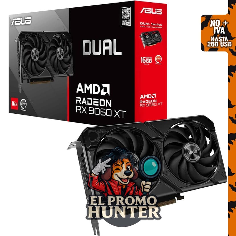 ASUS Tarjeta gráfica Dual Radeon RX 9060 XT, 16 GB GDDR6.