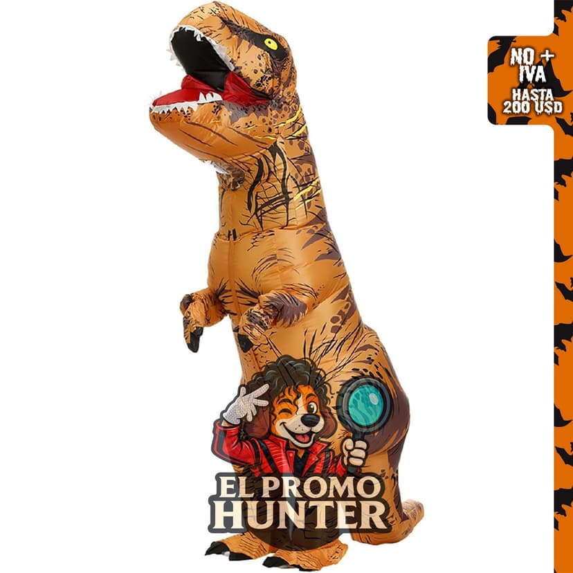 Disfraz inflable de dinosaurio T-Rex para adultos, adecuado para Halloween.