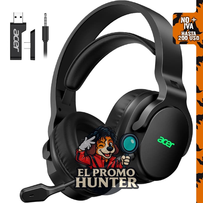 Acer Auriculares inalámbricos para juegos, compatibles con PS5, PC, PS4, Switch, Mac y portátil, con conexión de 2.4 GHz, Bluetooth 5.4 y cable de 0.138 in.