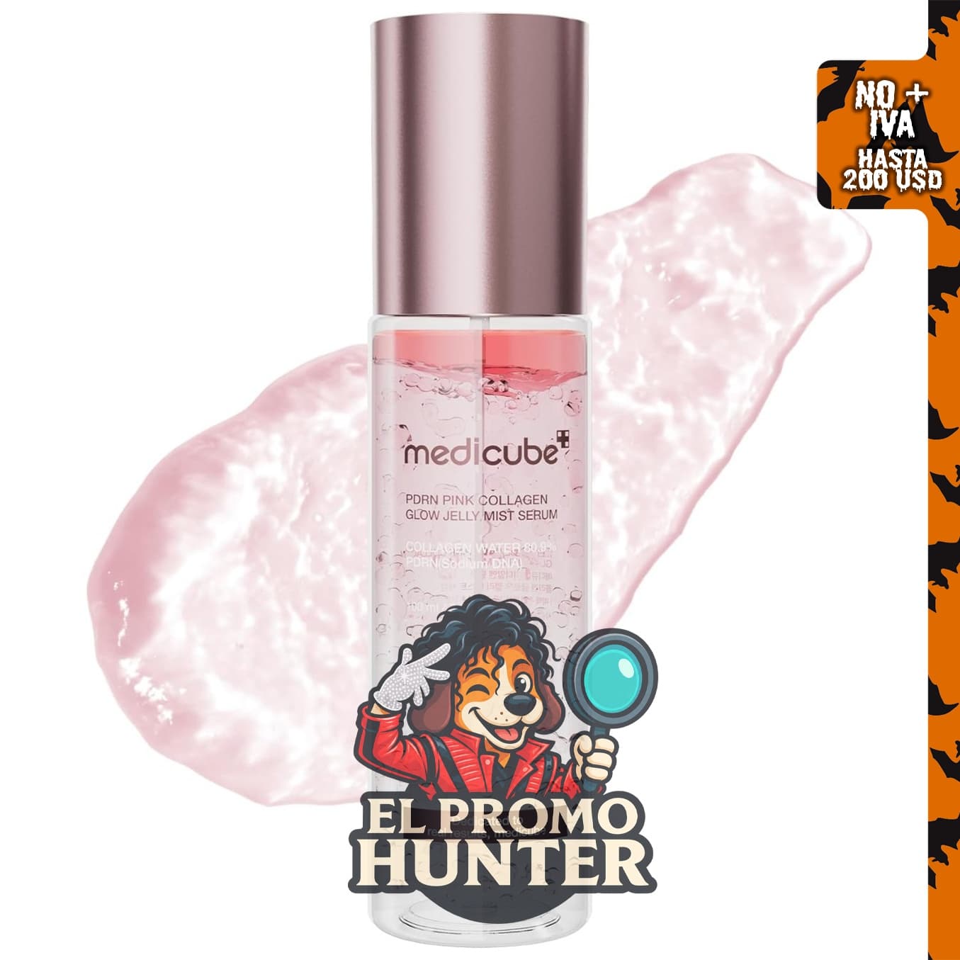 Medicube Jelly Mist Serum con colágeno PDRN, niebla facial brillante.