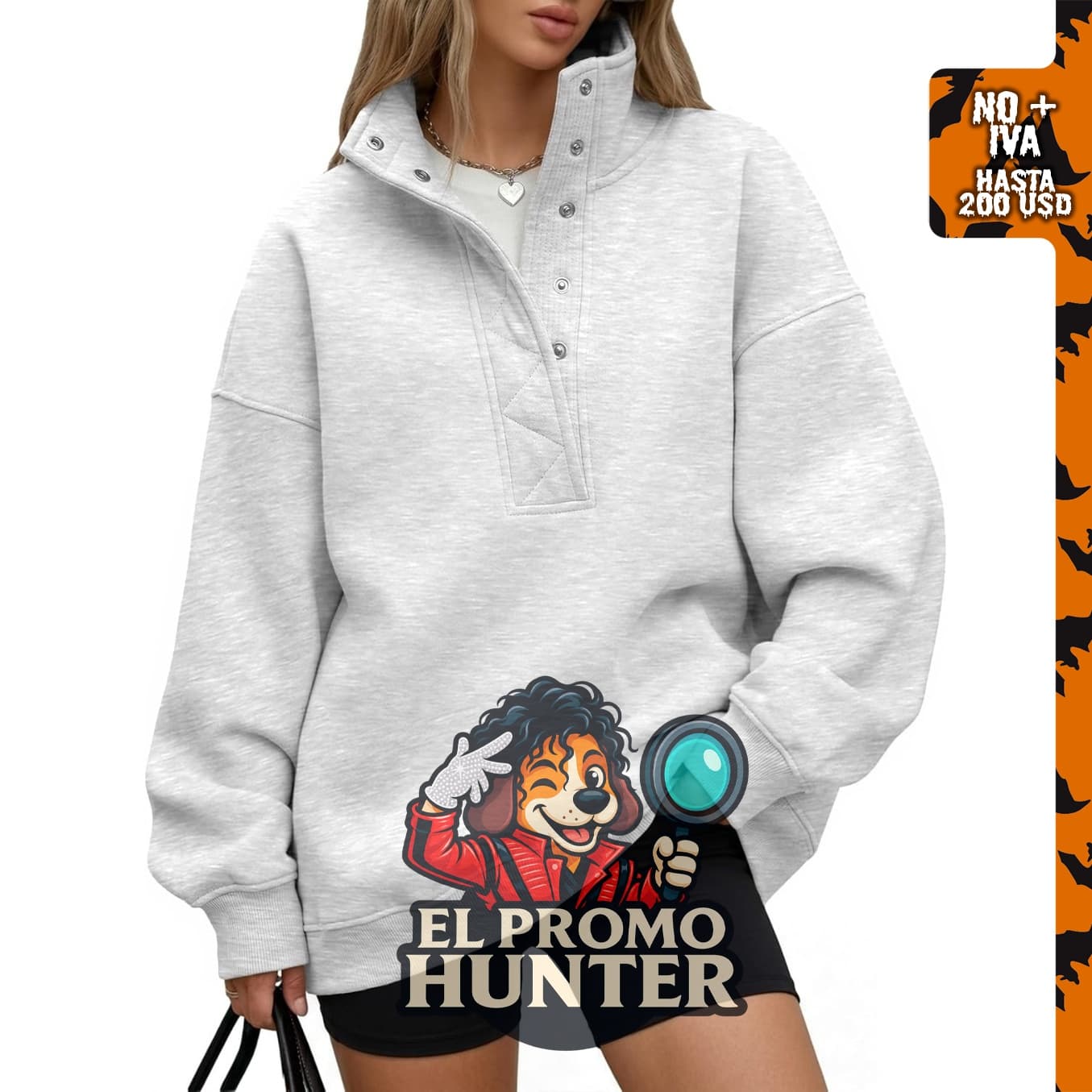 Sudadera de gran tamaño para mujer Trendy Queen con cuello Henley.