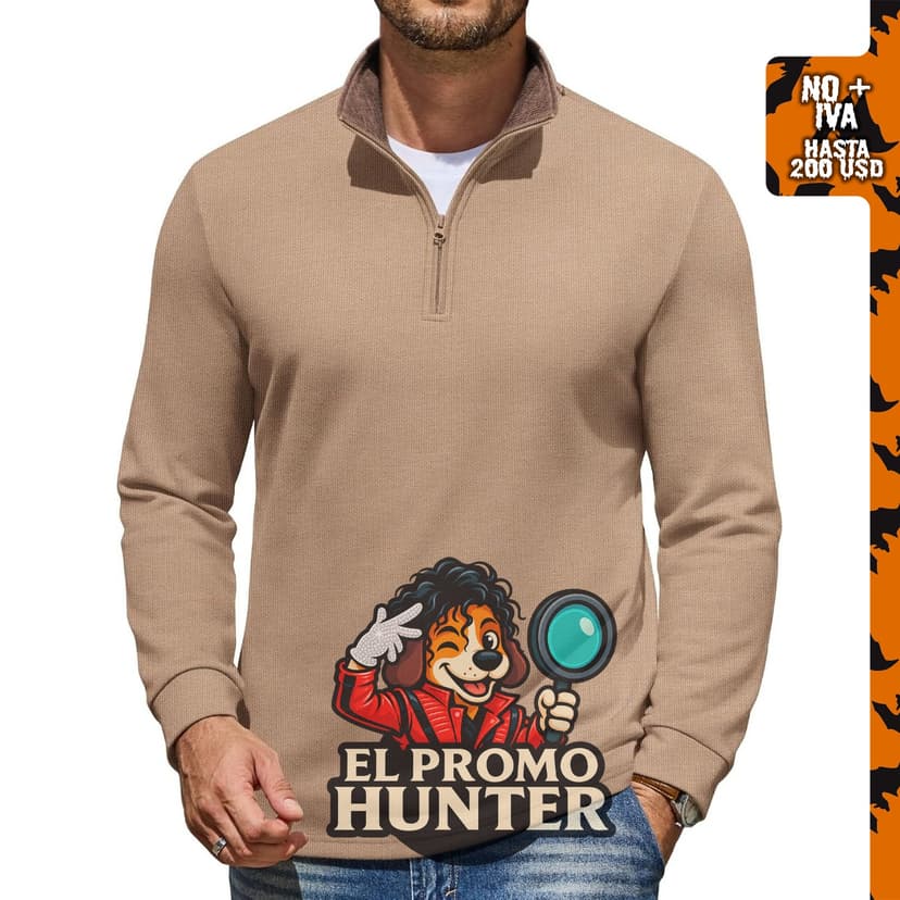 COOFANDY Sudadera de manga larga con cuello alto falso para hombre.