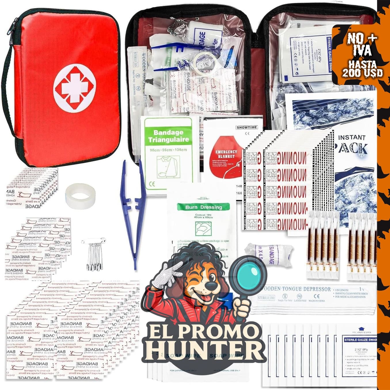 Kit de primeros auxilios de viaje para auto-hogar, 300 piezas, portátil y compacto, ideal para actividades al aire libre.