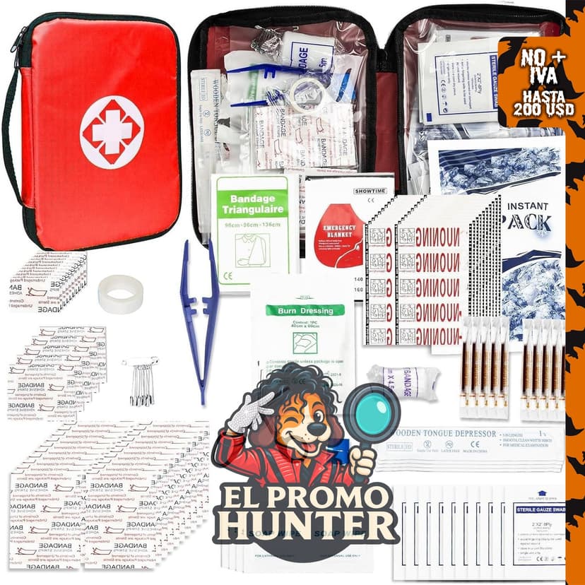 Kit de primeros auxilios de viaje para auto-hogar, 300 piezas, portátil y compacto, ideal para actividades al aire libre.