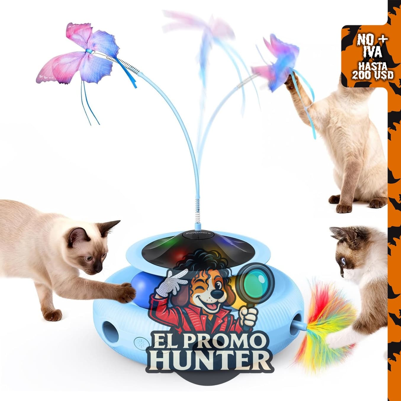 Juguetes interactivos automáticos para gatos de interior.