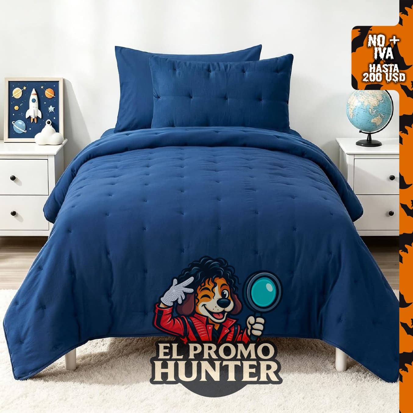 Juego de edredón de 5 piezas tamaño individual XL para niños, incluye edredón, sábana encimera, sábana bajera y funda de almohada.