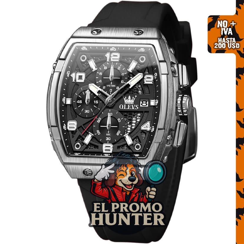 OLEVS Reloj analógico de cuarzo para hombre, con cronógrafo y banda de silicona.