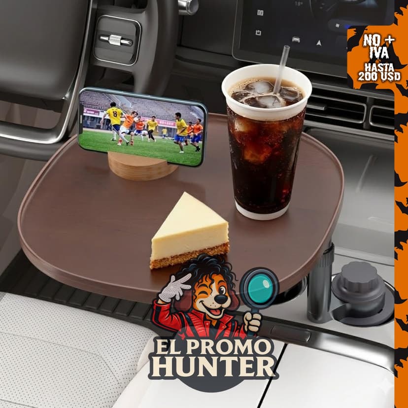 Mesa de bandeja para automóvil y escritorio para laptop con rotación de 360° y soporte para teléfono.