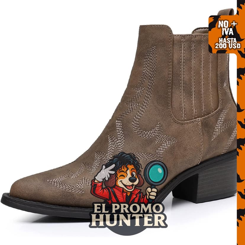 Botas vaqueras para mujer de punta puntiaguda tipo Chelsea sin cordones.