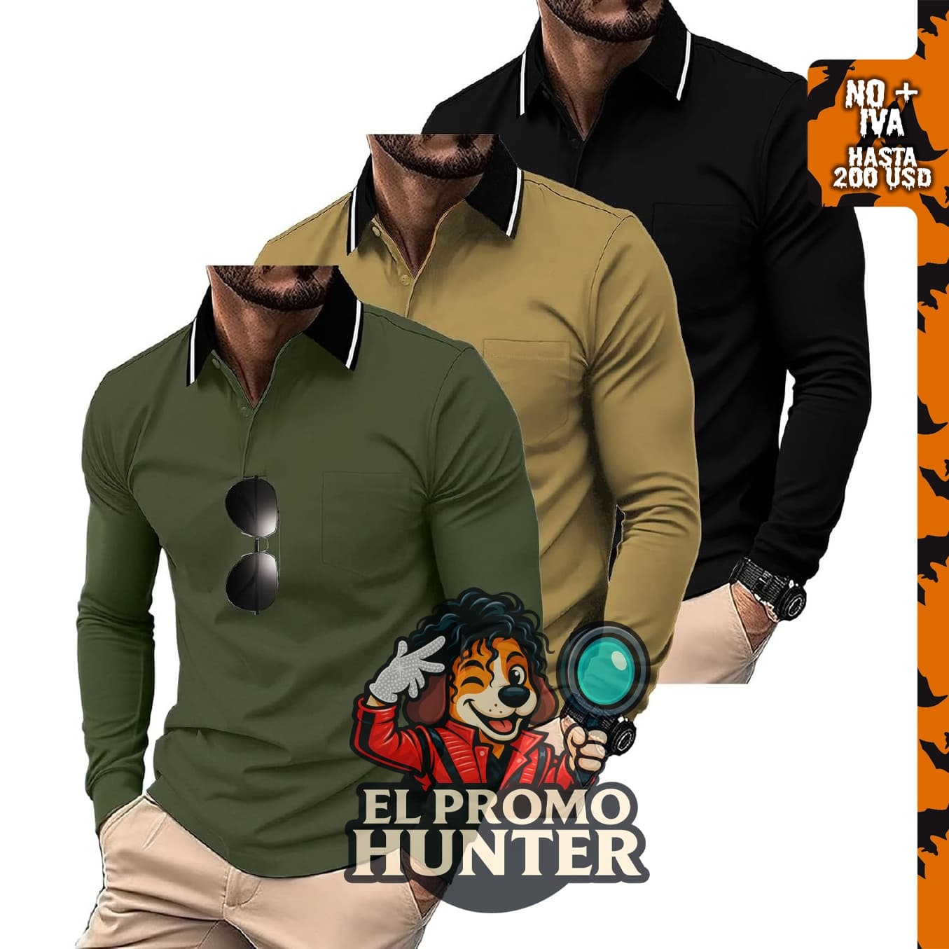 ZITY paquete de 3 camisas polo de manga larga con bolsillo para hombre, aptas para golf y uso casual.