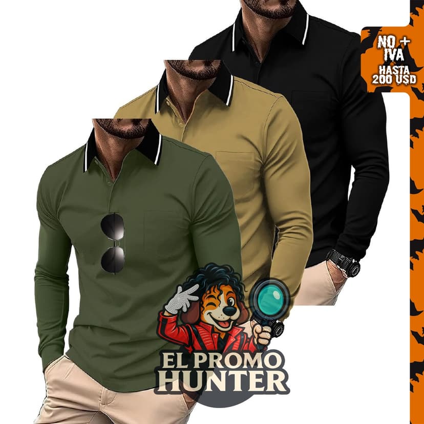 ZITY paquete de 3 camisas polo de manga larga con bolsillo para hombre, aptas para golf y uso casual.