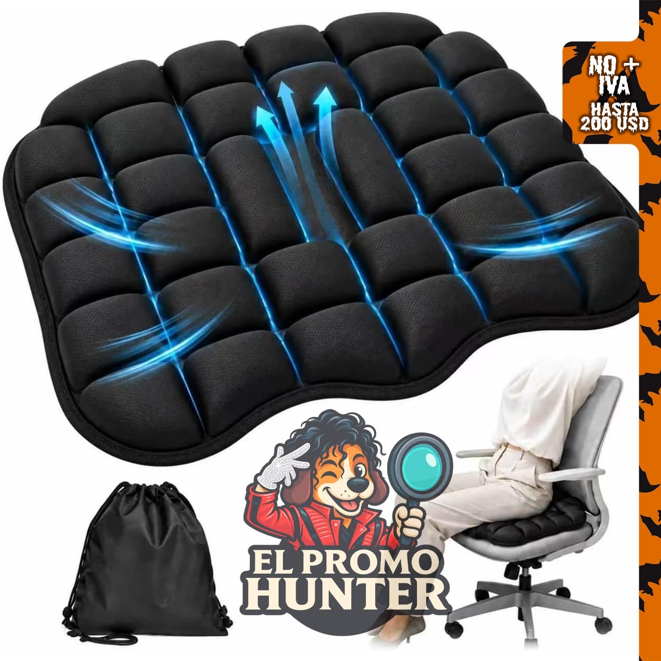 Cojín inflable de asiento de avión para viajes.