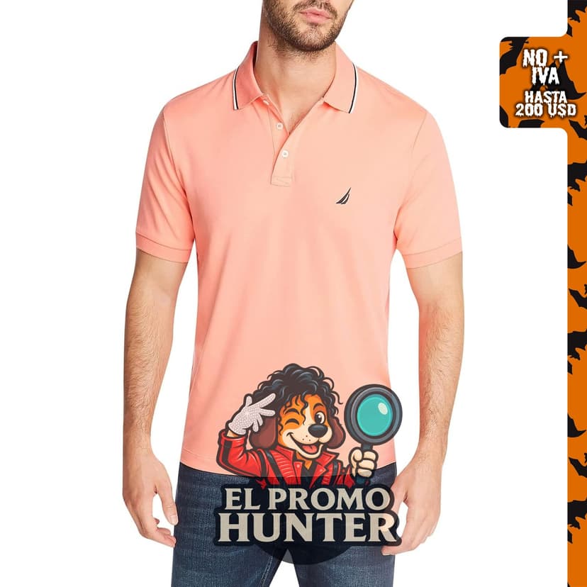 Nautica Camisa polo de hombre de manga corta con cuello de doble punta clásico.