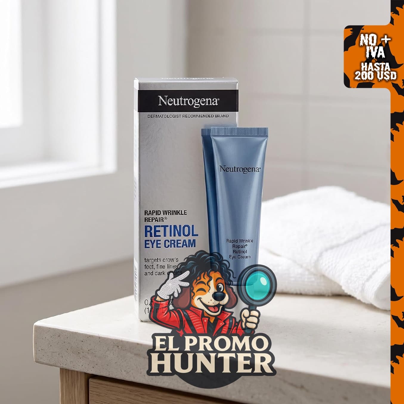 Crema para ojos Neutrogena de 0.5 onzas para corrección rápida de arrugas.