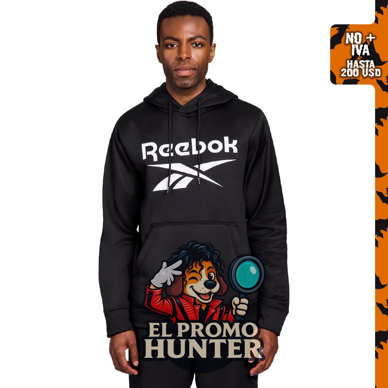Reebok Sudadera de forro polar con capucha, fabricada en material de forro polar.
