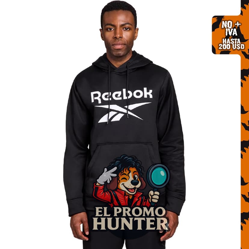 Reebok Sudadera de forro polar con capucha, fabricada en material de forro polar.