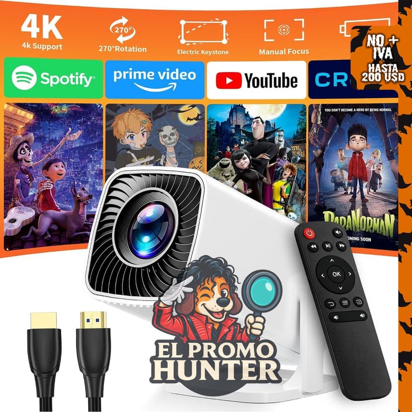 Mini proyector 4K, proyector portátil Full HD 1080P.
