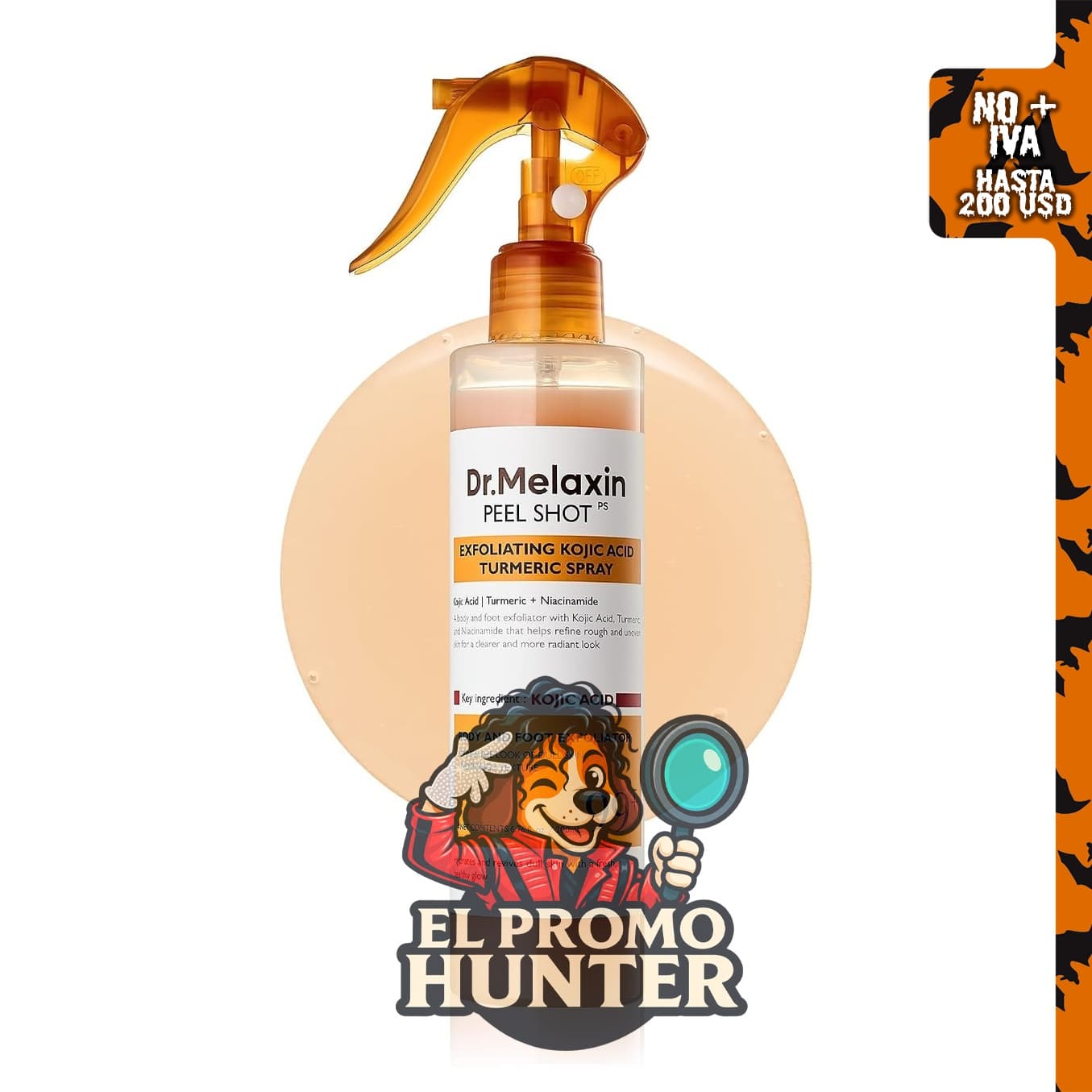 Dr.Melaxin Peel Shot - Exfoliante corporal de cúrcuma y ácido kójico, 200 ml.